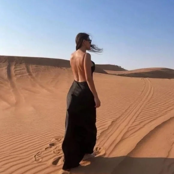 Zara Gray Satin Slip Maxi Dress with Open Back and Spaghetti Straps BNWT - Picture 2 of 13